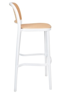 SCAUN DE BAR WICKY ALB, CONFECTIONAT DIN RATTAN SI POLIPROPILENA, STIL MODERN - Img 2
