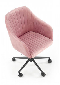 SCAUN DE BIROU FRESCO, ROZ/NEGRU, TAPITERIE DIN CATIFEA SI PICIOARE DIN METAL, STIL MODERN - Img 3