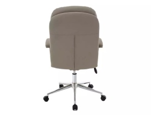 SCAUN DE BIROU PIVOTANT Q-288, GRI/CROM, TAPITERIE DIN PIELE ECOLOGICA SI PICIOR DIN METAL, STIL MODERN - Img 2