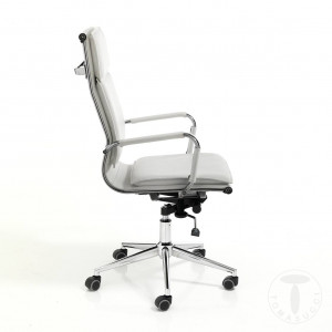 SCAUN DE BIROU, PREMIER ALB, STIL MODERN, METAL SI PIELE ECO, COD 4168 - Img 2