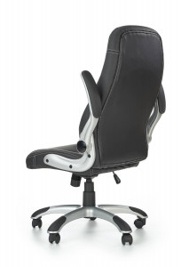 SCAUN DE BIROU SATURN, NEGRU/CROM, TAPITERIE DIN PIELE ECOLOGICA SI PICIOARE DIN METAL, STIL MODERN - Img 4