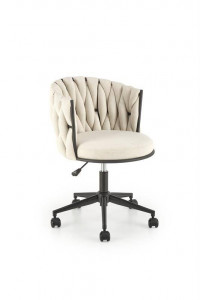 SCAUN DE BIROU TALON, BEJ/NEGRU, TAPITERIE DIN STOFA SI PICIOARE DIN METAL, STIL MODERN