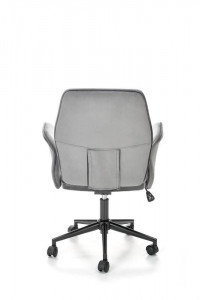 SCAUN DE BIROU TULIP, GRI/NEGRU, TAPITERIE DIN CATIFEA SI PICIOARE DIN METAL, STIL MODERN - Img 3
