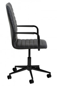 SCAUN DE BIROU WINSLOW, NEGRU, DIN PIELE ECOLOGICA SI METAL, STIL MODERN - Img 6