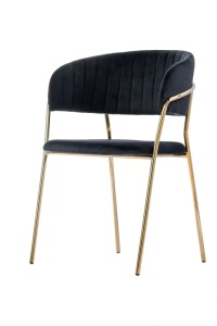 SCAUN DE CAFENEA/RESTAURANT, REALIZAT DIN CATIFEA SI METAL, GLAMOUR, DE CULOARE NEGRU/AURIU