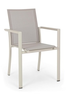 SCAUN DE GRADINA KONNOR, BEJ, CONFECTIONAT DIN ALUMINIU SI TEXTIL, STIL MODERN - Img 1