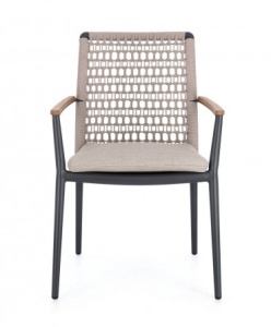 SCAUN DE GRADINA MADDOX BEJ, CONFECTIONAT DIN ALUMINIU, LEMN DE TEC SI TEXTIL, STIL MODERN - Img 2