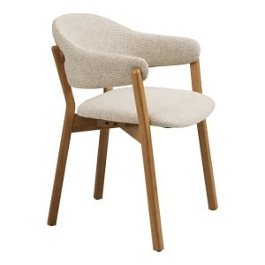 SCAUN DE SUFRAGERIE DUNKIRK, DIN LEMN DE STEJAR SI TEXTIL, CULOARE NATUR/BEJ, HOUSE NORDIC - Img 4