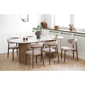 SCAUN DE SUFRAGERIE LEVANTO, DIN LEMN SI TEXTIL, CULOARE MARO/NISIPIU, HOUSE NORDIC - Img 2