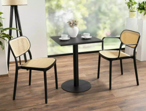 SCAUN DE TERASA BALI, NATUR/NEGRU, DIN POLIPROPILENA, STIL MODERN - Img 5