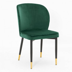 SCAUN DINING AINE, VERDE/NEGRU/AURIU, TAPITERIE DIN CATIFEA SI PICIOARE DIN METAL, STIL MODERN