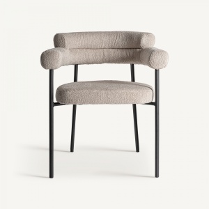 SCAUN DINING ALBULA, CREM/NEGRU, REF. 33583, PRELUCRAT MANUAL, CONFECTIONAT DIN METAL, SPUMA SI TEXTIL, STIL MODERN - Img 2
