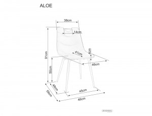 SCAUN DINING ALOE, MARO TAP. 212/NEGRU MAT, TAPITERIE DIN MICROFIBRA SI PICIOARE DIN METAL, STIL MODERN - Img 4