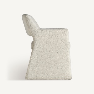 SCAUN DINING, ALVRA, DIN MDF SI TEXTIL BOUCLE, CULOARE ALB/GALBUI, STIL ART DECO, VICAL HOME - Img 3