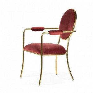 SCAUN DINING ANTIBA, BORDO/AURIU, TAPITERIE DIN CATIFEA SI PICIOARE DIN METAL, STIL MODERN, ATR - Img 3