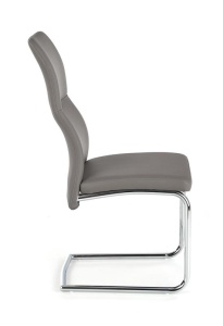 SCAUN DINING ARCO CROM/GRI, CONFECTIONAT DIN METAL SI PIELE ECOLOGICA, STIL MODERN - Img 2