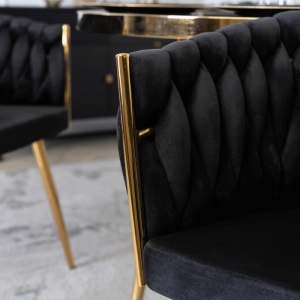 SCAUN DINING, ARTIM MEBLE, REALIZAT DIN METAL SI CATIFEA, CULOARE NEAGRA/AURIE, STIL MODERN - Img 6