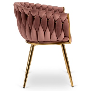 SCAUN DINING, ARTIM MEBLE, REALIZAT DIN METAL SI CATIFEA, CULOARE ROZ/AURIE, STIL MODERN - Img 8