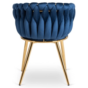 SCAUN DINING, ARTIM MEBLE, REALIZAT DIN METAL SI CATIFEA, CULOARE ALBASTRU/AURIE, STIL MODERN - Img 8