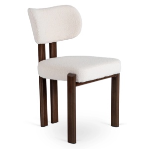 SCAUN DINING, ARTIM MEBLE, REALIZAT DIN METAL SI TEXTIL BOUCLE, CULOARE NUC/CREM, STIL MODERN - Img 6