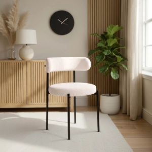 SCAUN DINING, ARTIM MEBLE, REALIZAT DIN METAL SI TEXTIL, CULOARE NEGRU/CREM, STIL MODERN