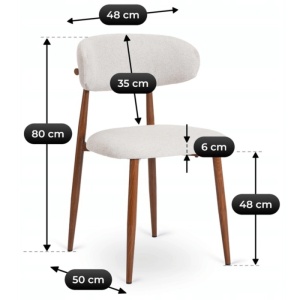 SCAUN DINING, ARTIM MEBLE, REALIZAT DIN METAL SI TEXTIL, CULOARE NUC/CREM, STIL MODERN - Img 6