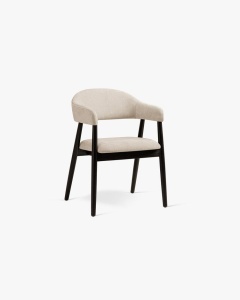 SCAUN DINING/BIROU ANDRA, BEJ, TAPITAT CU TAPITERIE DIN TEXTIL CHENILLE REBEL SI LEMN MASIV, MICADONI