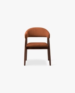 SCAUN DINING/BIROU ANDRA, PORTOCALIU, TAPITAT CU TAPITERIE DIN TEXTIL CHENILLE REBEL SI LEMN MASIV, MICADONI