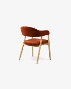 SCAUN DINING/BIROU ANDRA, ROSU, TAPITAT CU TAPITERIE DIN TEXTIL CATIFEA MAGIC VELVET SI LEMN MASIV, MICADONI - Img 2