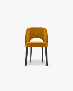 SCAUN DINING/BIROU BOWE, GALBEN MUSTAR, TAPITAT CU TAPITERIE DIN TEXTIL CATIFEA MAGIC VELVET SI LEMN MASIV DE FAG, MICADONI - Img 2