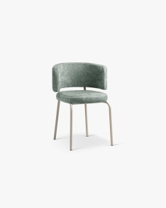 SCAUN DINING/BIROU DORA, ALBASTRU DESCHIS, TAPITAT CU TAPITERIE DIN TEXTIL CHENILLE PERFECT ARMONY SI METAL, MICADONI - Img 2