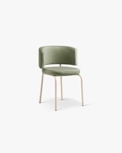 SCAUN DINING/BIROU DORA, VERDE, TAPITAT CU TAPITERIE DIN TEXTIL CATIFEA MAGIC VELVET SI METAL, MICADONI - Img 2