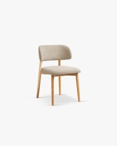 SCAUN DINING/BIROU EVAN, BEJ, TAPITAT CU TAPITERIE DIN TEXTIL CATIFEA CHENILLE REBEL SI LEMN MASIV, MICADONI