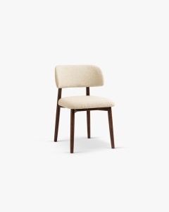 SCAUN DINING/BIROU EVAN,BEJ, TAPITAT CU TAPITERIE DIN TEXTIL CATIFEA BOUCLE BALOO SI LEMN MASIV, MICADONI