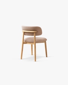 SCAUN DINING/BIROU EVAN, ROZ PUDRA, TAPITAT CU TAPITERIE DIN TEXTIL BOUCLE BALOO SI LEMN MASIV, MICADONI - Img 2
