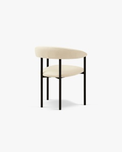 SCAUN DINING/BIROU LEA, IVORY/NEGRU, TAPITAT CU TAPITERIE DIN TEXTIL CATIFEA MAGIC VELVET SI METAL, MICADONI - Img 3