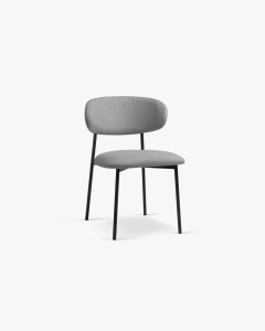 SCAUN DINING/BIROU NINA, GRI CALD, TAPITAT CU TAPITERIE DIN TEXTIL STRUCTURAT BJORN SI METAL, MICADONI