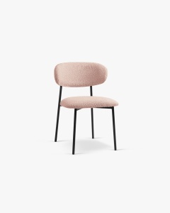 SCAUN DINING/BIROU NINA, ROZ PUDRA, TAPITAT CU TAPITERIE DIN TEXTIL BOUCLE BALOO SI METAL, MICADONI