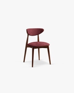 SCAUN DINING/BIROU RINA, BORDO, TAPITAT CU TAPITERIE DIN TEXTIL CHENILLE REBEL SI LEMN MASIV DE FAG, MICADONI