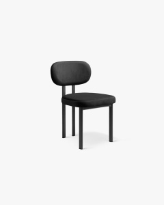 SCAUN DINING/BIROU SAM, NEGRU, TAPITAT CU TAPITERIE DIN TEXTIL CATIFEA MAGIC VELVET SI METAL, MICADONI