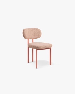 SCAUN DINING/BIROU SAM, ROZ PUDRA, TAPITAT CU TAPITERIE DIN TEXTIL BOUCLE BALOO SI METAL, MICADONI