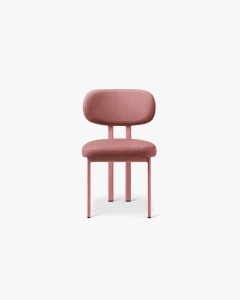 SCAUN DINING/BIROU SAM, ROZ, TAPITAT CU TAPITERIE DIN TEXTIL CATIFEA MAGIC VELVET SI METAL, MICADONI
