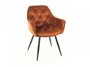 SCAUN DINING CHERRY, SCORTISOARA BLUVEL 4215/NEGRU MAT, TAPITERIE DIN CATIFEA SI PICIOARE DIN METAL, STIL MODERN