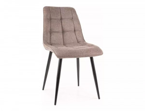SCAUN DINING CHIC, BEJ 34/NEGRU MAT, TAPITERIE DIN STOFA BREGO SI PICIOARE DIN METAL, STIL MODERN