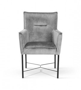 SCAUN DINING CORVUS, GRI INCHIS/NEGRU, TAPITERIE DIN CATIFEA SI PICIOARE DIN METAL, STIL MODERN - Img 2