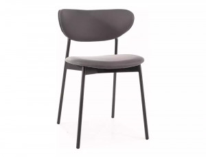 SCAUN DINING DAN, GRI TAP. 220/NEGRU MAT, TAPITERIE DIN MICROFIBRA SI PICIOARE DIN METAL, STIL MODERN - Img 1