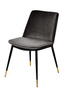 SCAUN DINING DIEGO, GRI INCHIS/NEGRU/AURIU, DIN CATIFEA SI METAL, STIL MODERN