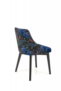 SCAUN DINING ENDO, ALBASTRU BLUVEL 86/MULTICOLOR/NEGRU, CU TAPITERIE DIN CATIFEA SI PICIOARE DIN LEMN MASIV, STIL CLASIC - Img 7