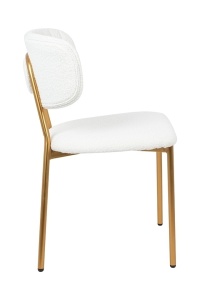 SCAUN DINING FABIOLA ALB, TAPITAT CU TEXTIL BOUCLE, STIL MODERN - Img 2