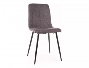 SCAUN DINING, GRI INCHIS 18/NEGRU MAT, TAPITERIE DIN STOFA BREGO SI PICIOARE DIN METAL, STIL MODERN